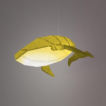 Photo 1 of MSTPAC DIY Pendant Paper Lamp Creative Whale Lamp Pre-Cut Paper Craft kit, 3D Paper Craft for Kid Gift Hanging Decoration -Yellow Color with LED Bulb (Hardwire)