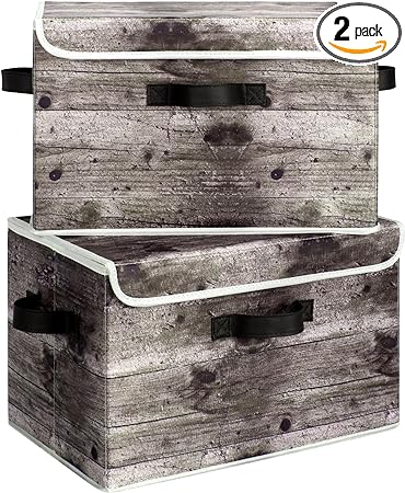 Photo 1 of GRANNY SAYS Storage Bins with Lids, Rustic Storage Boxes, Clothes Storage Bins, Storage Baskets for Shelves, Closet Storage Bins for Clothing, Foldable Storage and Organizer, 2-Pack
