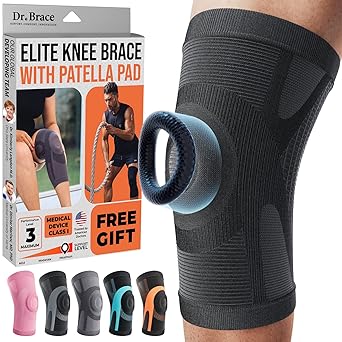 Photo 1 of DR. BRACE ELITE Knee Brace For Knee Pain, Compression Knee Sleeve With Patella Pad For Maximum Knee Support And Fast Recovery For Men And Women-Please Check How To Measure Video(Pluto, Large)