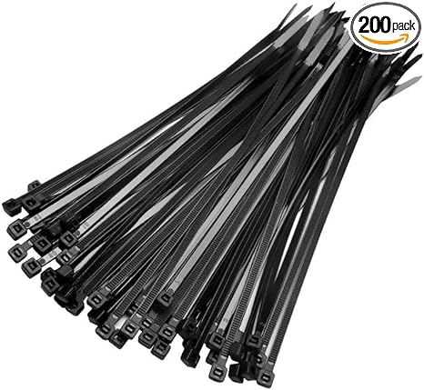 Photo 1 of 200PCS Zip Ties, 8 Inch Self-Locking Cable Ties,Black Cable Ties 40lbs Tensile Strength, Multi-Purpose Cable Management, Plastic Wire Ties for Home,Office,Garden OOTDAY Pack x2