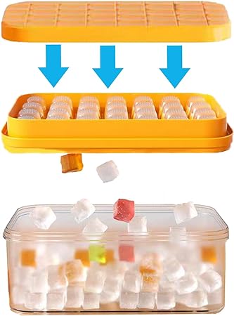 Photo 1 of Ice Cube Tray with Lid and Bin and Ice Scoop,2 Ice Cubes Trays Ice Cubes, Ice Cube Trays for Freezer, Ice Cube Molds, BPA Free, Easy Release Stackble Spill-Resistant