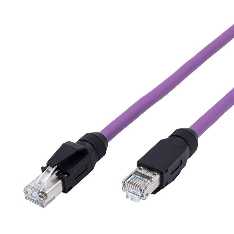Photo 1 of RJ45 Flexibility Industrial Ethernet Cable Cat-6 Twisted Pair Tape Shielding with Nickel Plated Shielded Copper Crystal Head (1 ft, Purple)