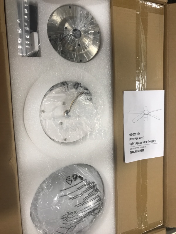 Photo 1 of Ohniyou 58" Low Profile Ceiling Fan with Light - APP and Remote Control Flush Mount Indoor Outdoor Ceiling Fan, Reversible DC Motor, Dimmable, Modern Ceiling Fan for Living Room Patio, White