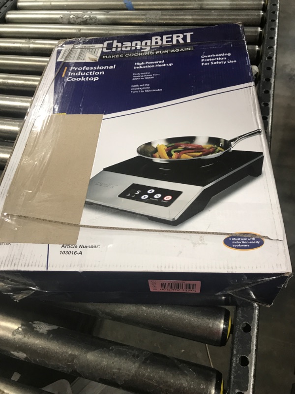 Photo 1 of ChangBERT 1800W Induction Cooktop, Portable, Large 8” Heating Coil, 12” Heat-Resistant Cooking Surface, 18/10 Stainless Steel Commercial Grade NSF Certificated Pro Chef Professional Burner for Restaurant