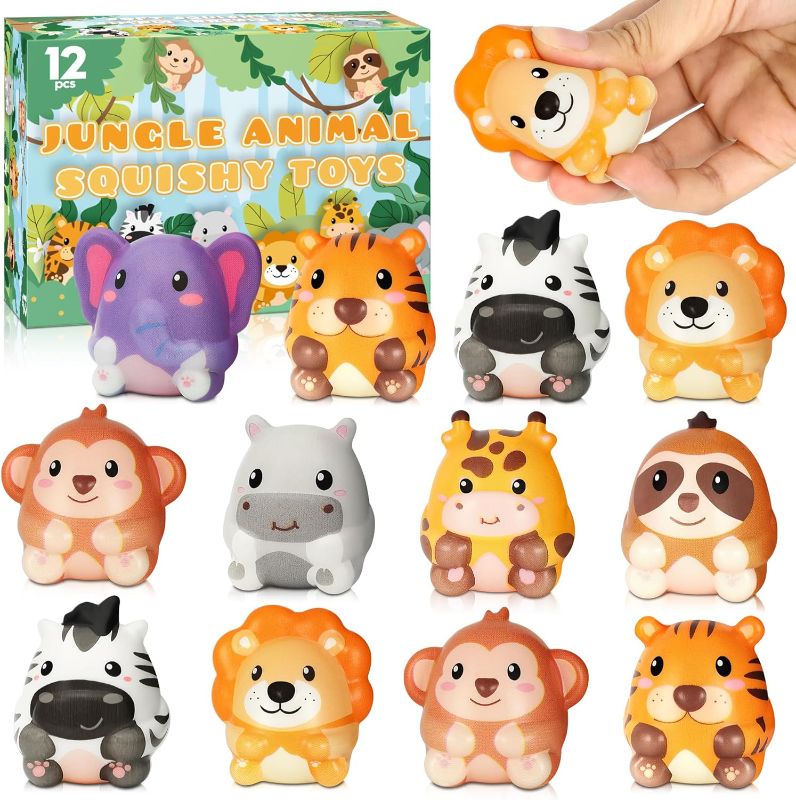 Photo 1 of 12 Pcs Jungle Safari Party Favors Slow Rising Foam Squishy Zoo Animals Toys Birthday Gift for Kids
