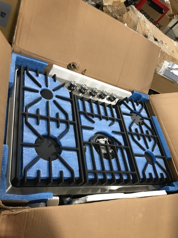 Photo 2 of 30 Inch Gas Cooktop, Maharlika Gas Stove Top Bulit-in with 5 Burner Stainless Steel Total 41,132 BTU, 30" NG/LPG Convertible Cooktops Dual Fuel, Five Burner Propane Cooktop with Thermocouple Protect