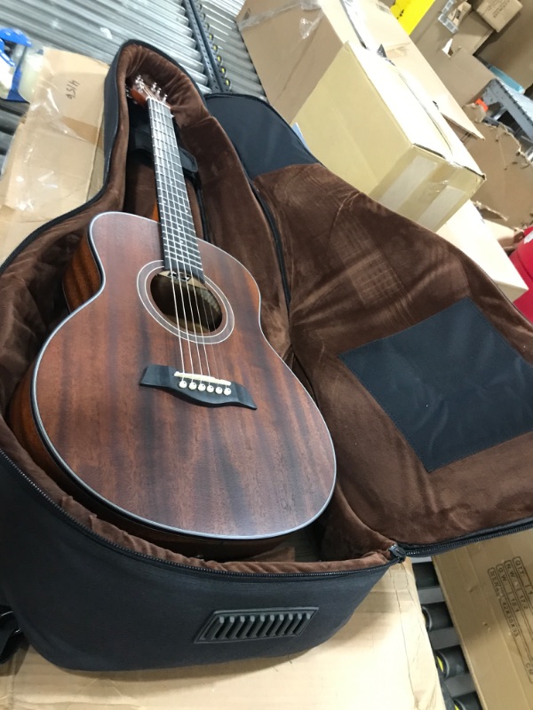 Photo 2 of Antonio Giuliani (Clear) Acoustic Guitar Bundle - Mini Jumbo Short-Scale (DN-2P) - Dreadnought Travel Guitar with Case, Strap, Strings and Accessories
