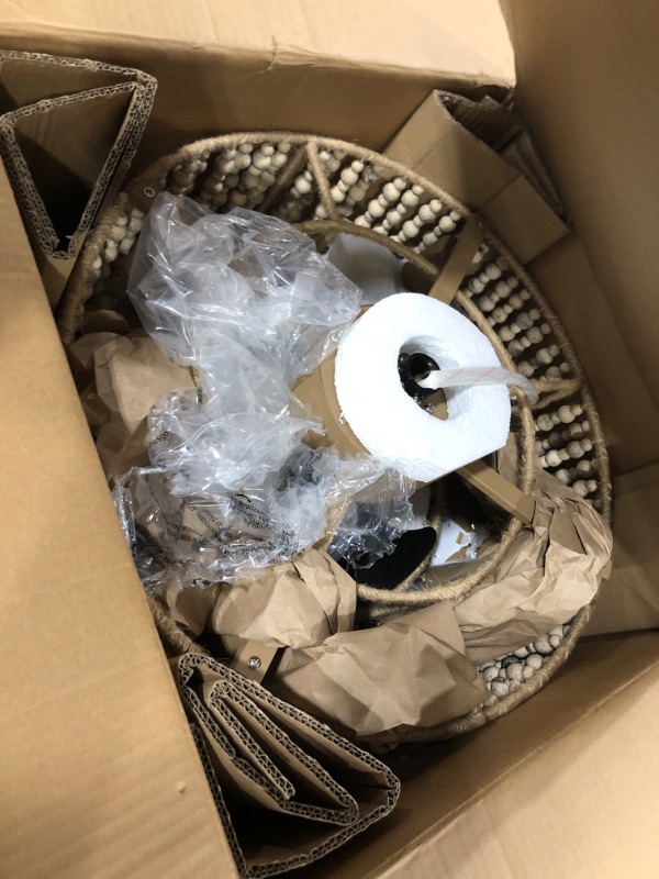 Photo 1 of luansky 20 Inch Rustic Boho Ceiling Fan with Lights Remote Control, Wooden Beaded Ceiling Fan with Light, Enclosed Farmhouse with 6 Speeds for Bedroom, Dining Room, Living Room 20 Inch Rustic Fandelier Ceiling Fan with Light