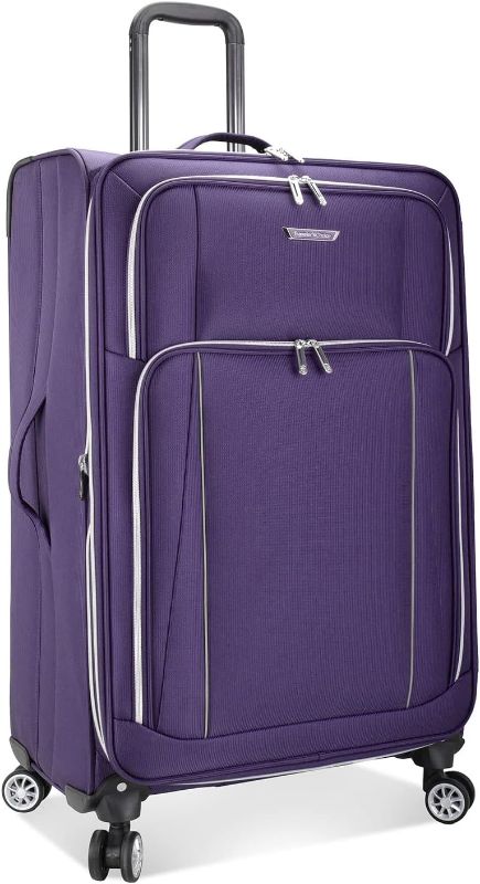 Photo 1 of Traveler's Choice Lares Softside Expandable Luggage with Spinner Wheels, Purple, Checked 30-Inch
