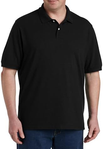 Photo 1 of Big and Tall Essentials by DXL Men S Pique Mesh Short-Sleeve Polo Shirt Black 2XLT
