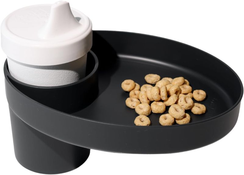 Photo 1 of My Travel Tray Oval, USA made. Extend your current cup holder to hold a CUP PLUS A TRAY for snacks, toys and accessories. Use in a Car Seat, Booster, Stroller, Golf Cart, Outdoor Chair. (Pirate Black)
