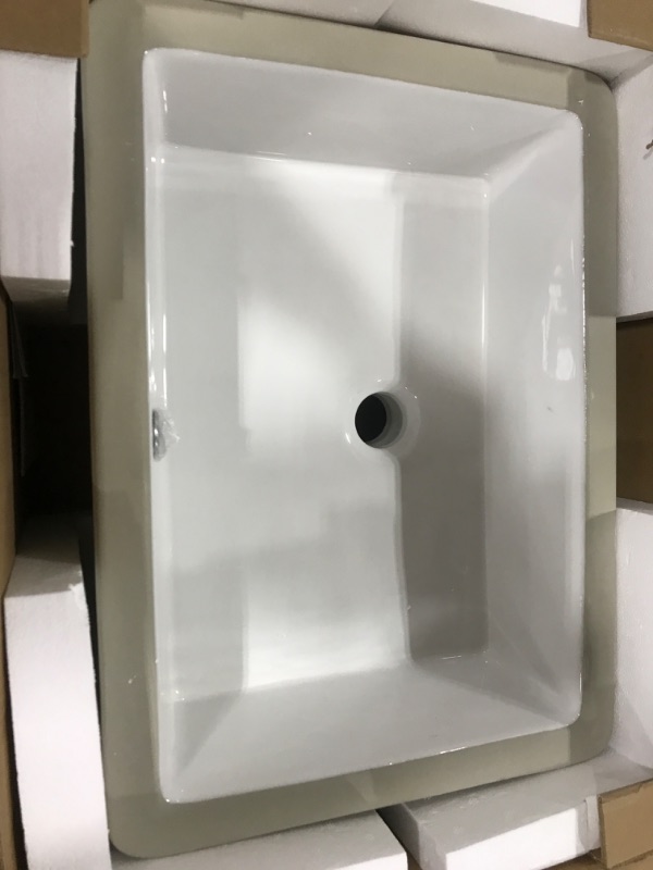 Photo 3 of Loymey 20"x14" Undermount Vessel Sink Pure White Rectrangle Porcelain Ceramic Lavatory Vanity Bathroom Sink 20 inch * 14 inch