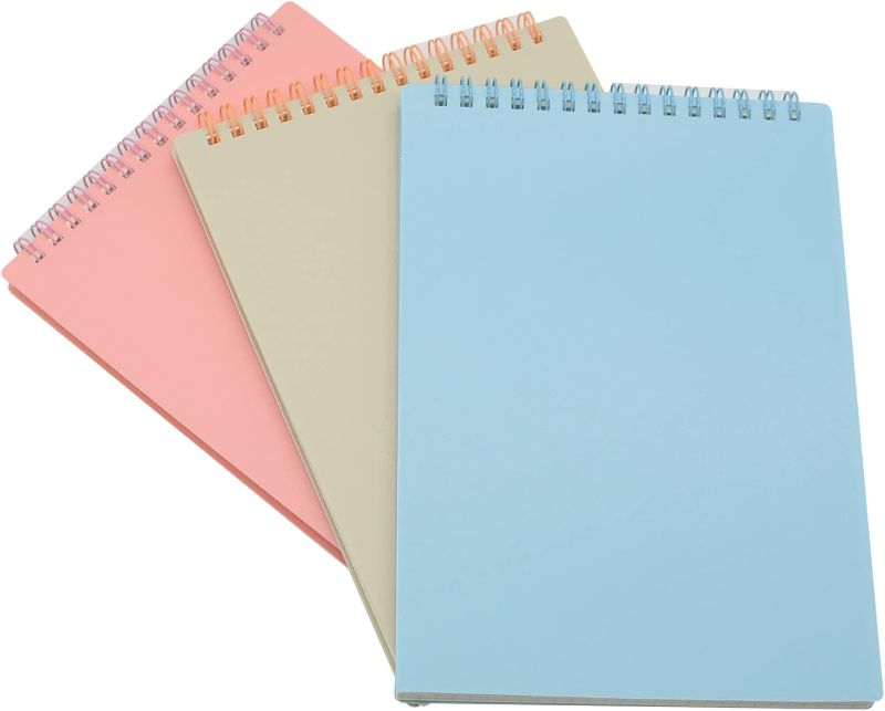 Photo 1 of Yansanido Top Bound Spiral Notebook, 3 Pcs 3 Color A5 Size Thick Plastic Hardcover Grid Paper 80 Sheets (160 Pages) Journal for School and Office Supplies (Light Color)
