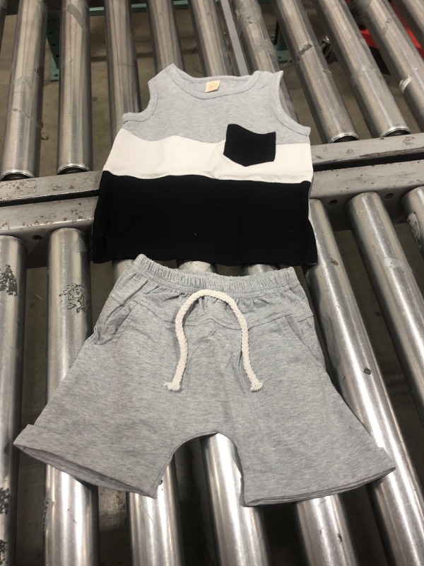 Photo 1 of ADXSUN Toddler Baby Boy Clothes Color Block Sleeveless Tops+ Casual Shorts Summer Outfits Set
