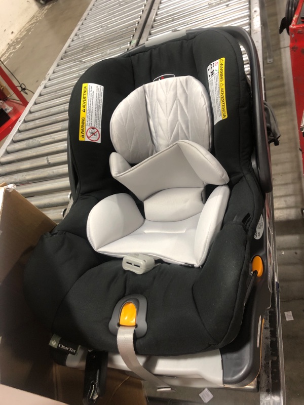 Photo 2 of Chicco KeyFit 30 ClearTex Infant Car Seat and Base, Rear-Facing Seat for Infants 4-30 lbs, Includes Infant Head and Body Support, Compatible with Chicco Strollers, Baby Travel Gear | Pewter/Grey Pewter KeyFit 30 with Cleartex Fabric