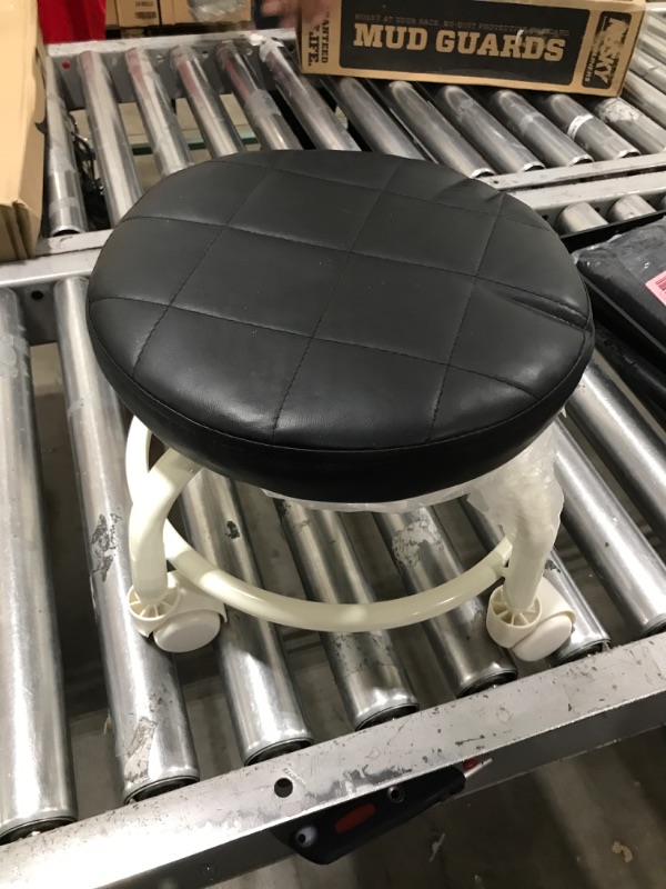 Photo 2 of HPONQIONE Round Rolling Low Stool- PU Leather Low Stool 360° More Comfortable Swivel with Thickened Sponge Cushion for Nail Salon, Pedicure, SPA and Home (Black)