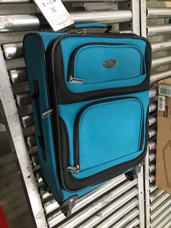 Photo 2 of U.S. Traveler Rio Rugged Fabric Expandable Carry-on Luggage Set Teal 4 Wheel, **SUITCASE ONLY**
