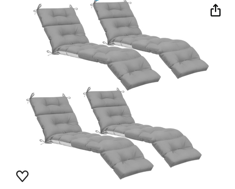 Photo 1 of Kigley Chaise Lounge Cushions 74.5 x 22 Inches Soft Lounge Chair Cushion Spring/Summer Seasonal Replacement Cushions for Outdoor Indoor Home Office(Light Gray, 4 Pcs)
