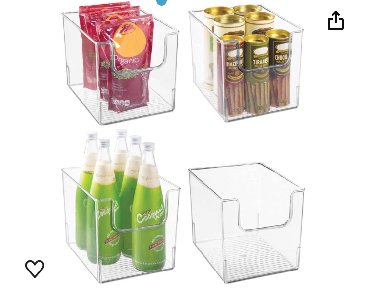 Photo 1 of mDesign Modern Plastic Open Front Dip Storage Organizer Bin Basket for Kitchen Organization - Shelf, Cubby, Cabinet, Cupboard, and Pantry Organizing Decor - Ligne Collection - 4 Pack - Clear