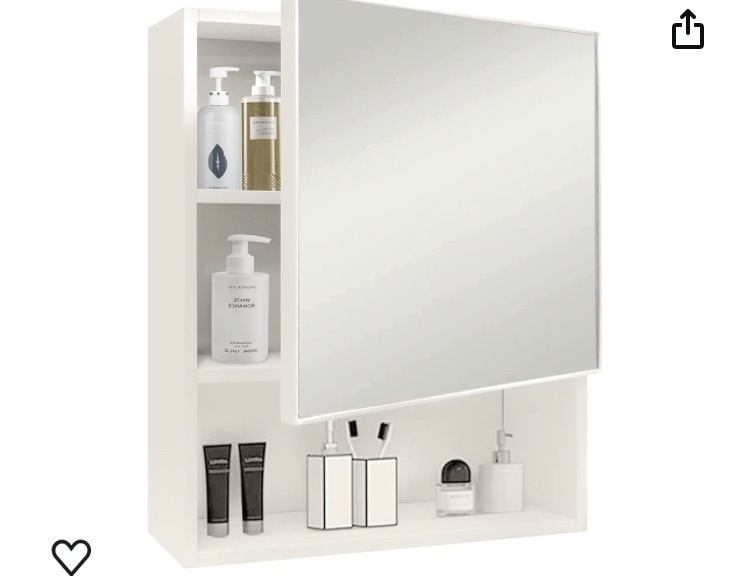 Photo 1 of YEPOTUE Bathroom Wall Cabinet 23.6 "x19.6 Mirrored Medicine Cabinets Organizer, Over The Toilet Space Saver Storage Cabinet Aluminum, Water, Rust Resistant, Recess or Surface Mount (White)
