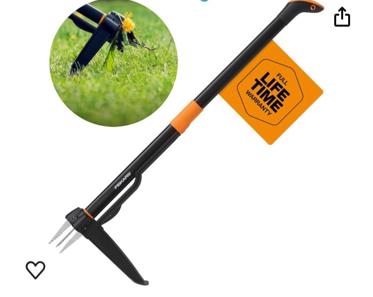 Photo 1 of Fiskars 4-Claw Stand Up Weeder - Gardening Hand Weeding Tool with 39" Long Ergonomic Handle - Easy-Eject Mechanism - Black/Orange