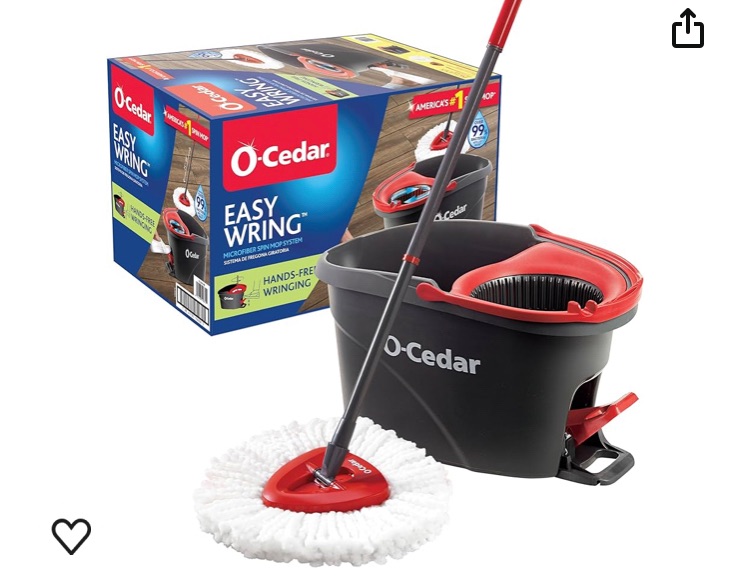 Photo 1 of O-Cedar EasyWring Microfiber Spin Mop, Bucket Floor Cleaning System, Red, Gray, Standard