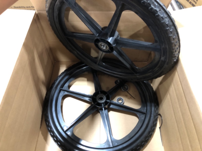 Photo 2 of 20x1.95" Flat Free Wheels Compatible with rubbermaid Wheelbarrow Wheels, 20" Flat Free Tires with 5/8" Bearing & 3/4" Bearing Replacement for rubbermaid Cart Wheels/Big Wheel Utility Carts-2PCS