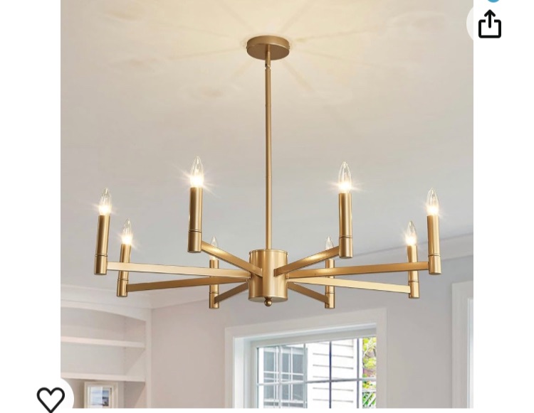 Photo 1 of ASGYISA 8-Light Gold Candle Chandeliers Modern Farmhouse Ceiling Light Fixture Industrial Lighting for Dining Room Living Room Bedroom Kitchen Island Foyer