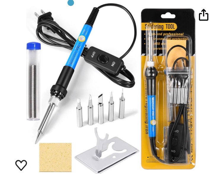 Photo 1 of 9-in-1 Soldering Kits, [Upgraded] 60W Adjustable Temperature Welding Tool with ON-Off Switch, 5pcs Soldering Iron Tips, Solder Wire, Y Type Soldering Iron Stand (Light Blue)