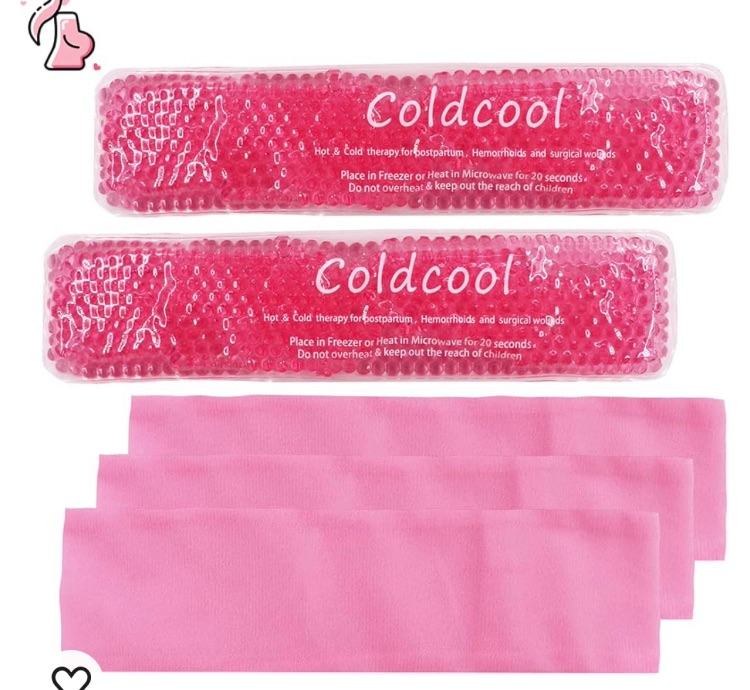 Photo 1 of Perineal Cold Packs, Reusable Perineal Cooling, Pad Postpartum and Hemorrhoid Pain Relief, Hot & Cold Packs for Women After Pregnancy and Delivery(2 Pcs+3 Washable Sleeves/10X2.4in) (perineal Pink-2)
