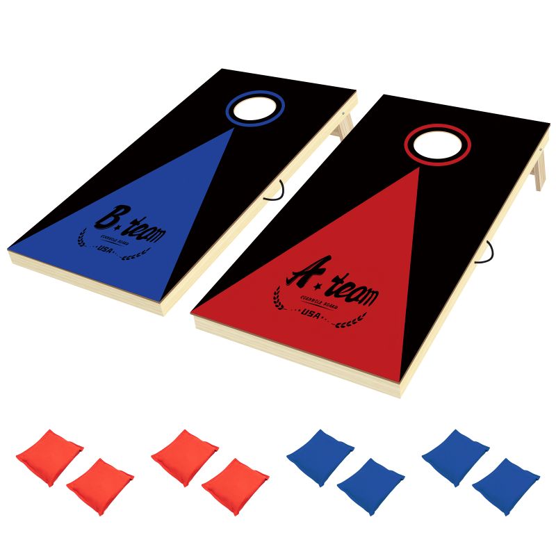 Photo 1 of Cornhole Set, 3'x 2' Cornhole Boards Games Set, Solid Wood Corn Holes Outdoor Game, Corn Hole Sets With Bags Regulation Size Includes 2 Boards, 8 Beans Bags & 1 Carrying Case, Perfect for Lawn
