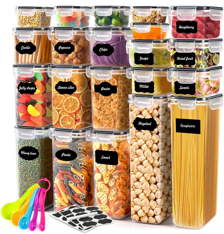 Photo 1 of 46 PCS Airtight Food Storage Containers Set, Kitchen & Pantry Organization Containers for Cereal, Flour & Sugar, BPA-Free Plastic Cereal Container with Easy Lock Lids, Labels, Marker & Spoon Set
