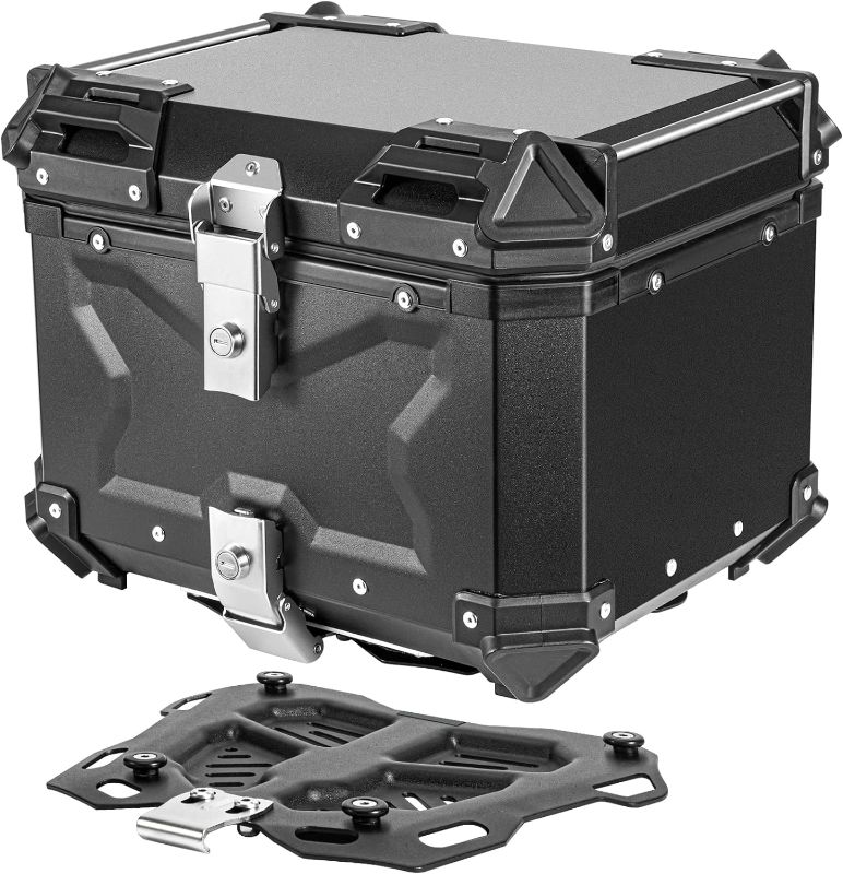 Photo 1 of Motorcycle Top Case Aluminum 45L Motorcycle Top Box with Unique Security Lock, Secure & Durable Black Motorcycle Trunk Tail Box Easy-to-Install Black
