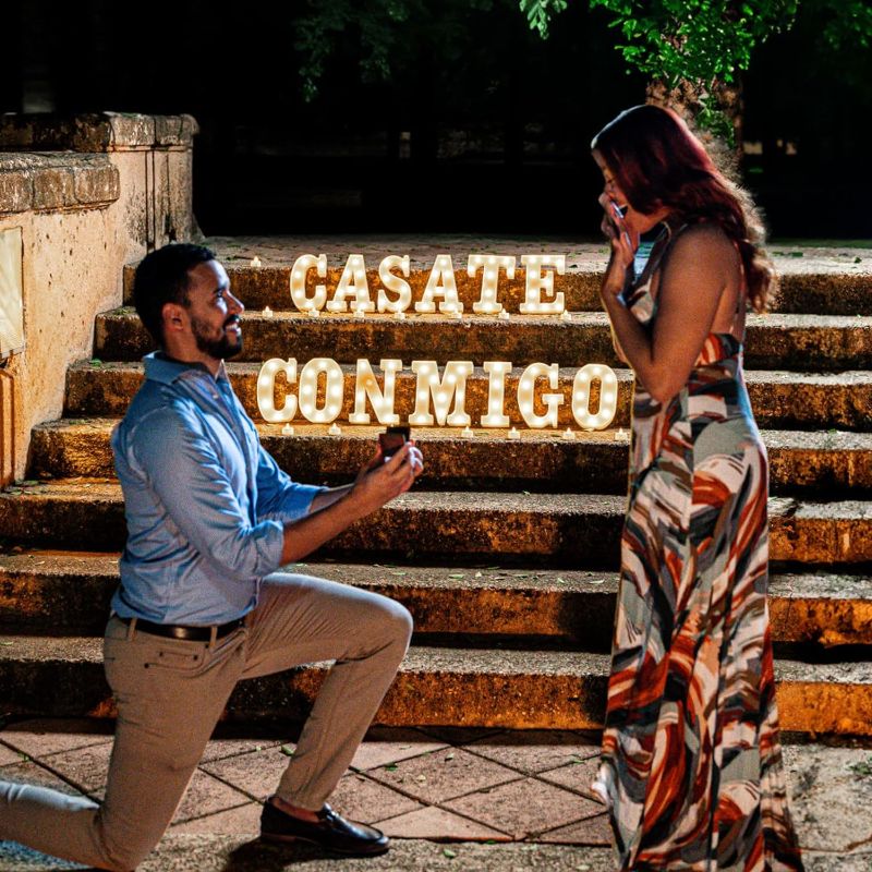 Photo 1 of WYMM Casate Conmigo Marquee Letters| Marry Me Light Up Letters in Spanish | Will You Marry Me Sign| Proposal decorations