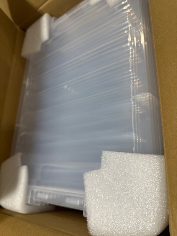 Photo 1 of Cetomo Plastic Storage Bin Box Stackable and Nestable with Lid and Secure Latching Buckles, Clear, 18Qt x 6, Pack of 6