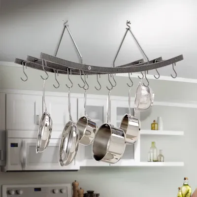 Photo 1 of Reversible Arch Ceiling Pot Rack in Hammered Steel
