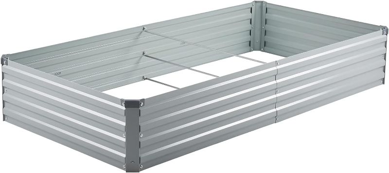 Photo 1 of Large Raised Garden Bed Kit 8x4x1FT Outdoor Rustproof Bottomless Metal Planter Box for Vegetables, Grey
