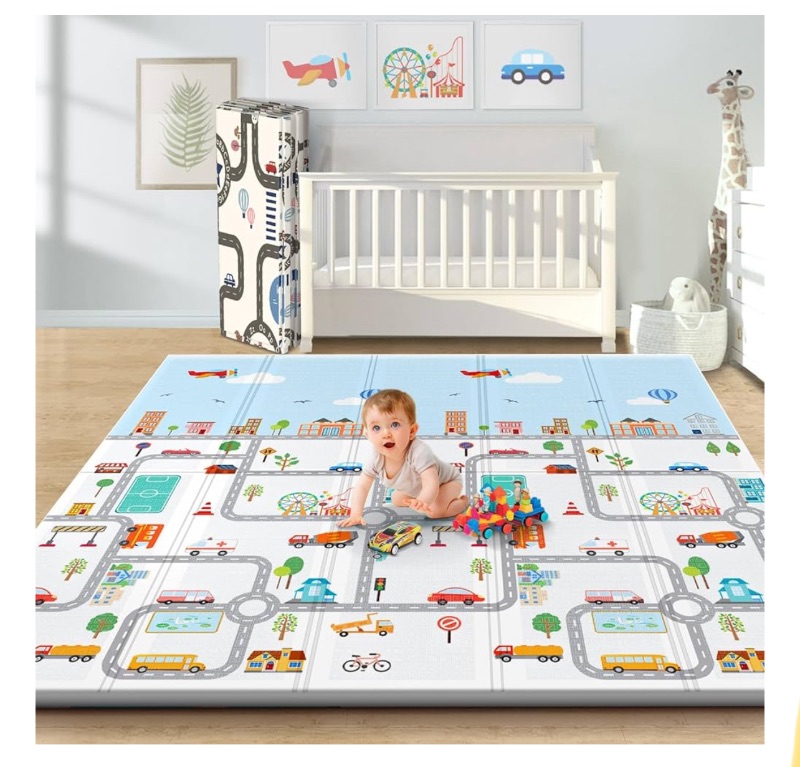 Photo 1 of Gimars Upgraded XL Baby Play Mat with Thickened PE Protective Film, 0.5inch Waterproof Foam, Foldable & Portable Baby Crawling Mat for Infants, Toddler, Kids, Indoor Outdoor Use (79 x71x0.5inch)
