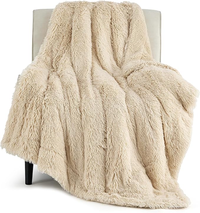 Photo 1 of Bedsure Soft Fuzzy Faux Fur Twin Blanket Light Khaki – Cozy, Fluffy, Plush Sherpa Fleece Blanket, Furry, Shaggy Blanket for Couch, Bed, Sofa, Thick Warm Blankets for Women