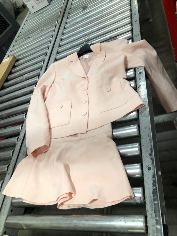 Photo 2 of Le Suit Crepe Button-Front Flounce Skirt Suit, Regular and Petite Sizes, 8