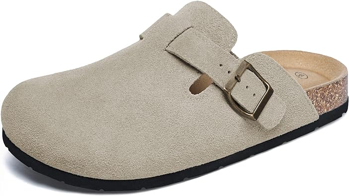Photo 1 of Limited-time deal: Xiakolaka Women's Suede Clogs Adjustable Buckle Slip on Footbed Home Clog Slippers 