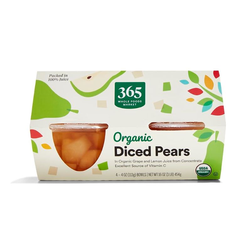 Photo 1 of 365 by Whole Foods Market, Pears Diced Organic 4 Count, 16 Ounce (Pack of 4) 1 Pound (Pack of 4) 2 PACKS 