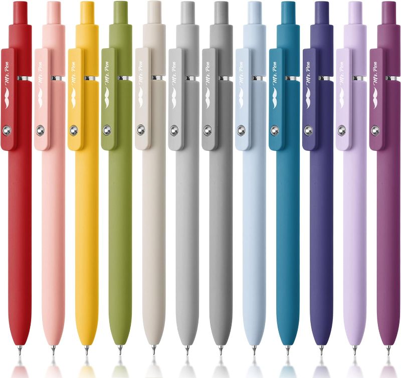 Photo 1 of Mr. Pen- Retractable Gel Pens, 12 Pack, Morandi and Vintage Barrels, Black Gel Pens, Fast Dry, Gel Pens Fine Point 0.5mm, Retractable Pens, Cute Pens, Gel Ink Pens, Aesthetic Pens for Journaling
