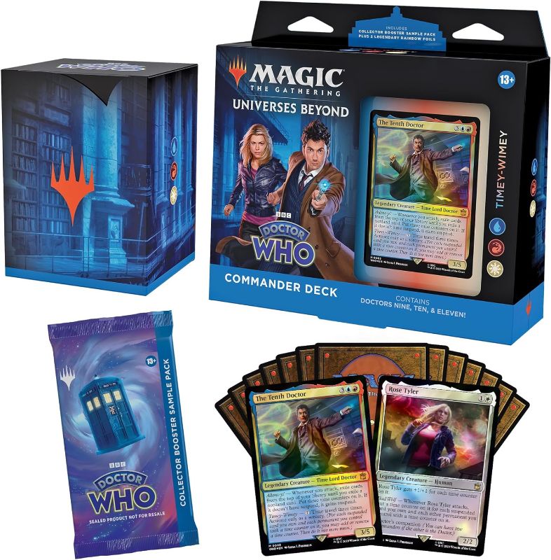 Photo 1 of Magic The Gathering Doctor Who Commander Deck – Timey-Wimey (100-Card Deck, 2-Card Collector Booster Sample Pack + Accessories)

