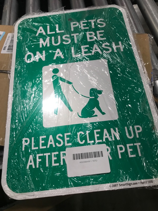 Photo 2 of SmartSign "All Pets Must be on a Leash" Sign | 12" x 18" Aluminum 