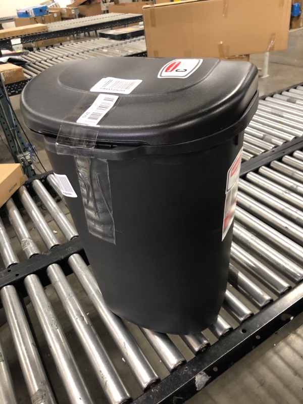 Photo 2 of Rubbermaid Touch Top Lid Trash Can for Home, Kitchen, and Bathroom Garbage, 13 Gallon, Black Black Touch Top Trash Can