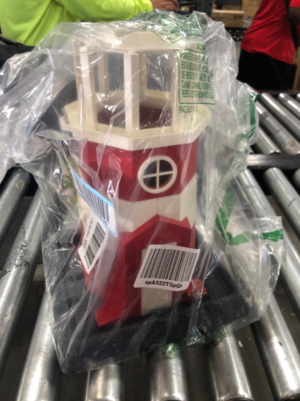 Photo 2 of North States Village Collection Shoreline Large Red/White Lighthouse Birdfeeder: Easy Fill and Clean. Squirrel Proof Hanging Cable included, or Pole Mount (pole sold separately). Extra Large, 8 pound Seed Capacity (9.5 x 10.25 x 14.5, red/white Light Hous