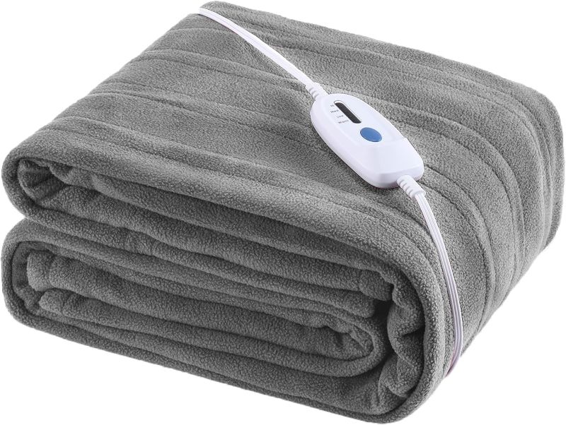 Photo 1 of Electric Heated Blanket Twin Size 62"x84" Home Bedding Use Controller with 4 Heating Levels and 10 Hours Auto Shut Off Soft Fleece Machine Washable -Grey
