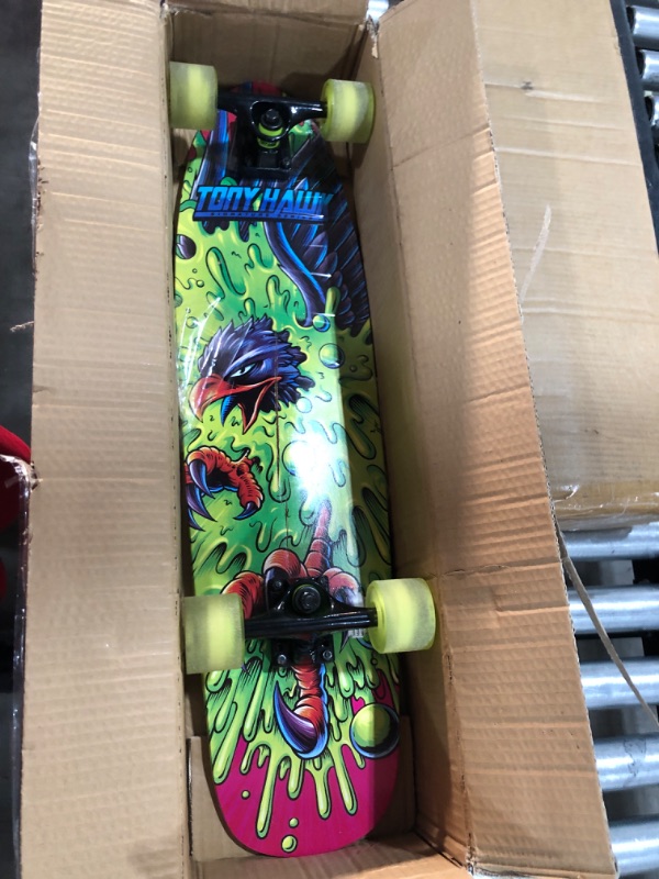 Photo 2 of Tony Hawk 31" Complete Cruiser Skateboard, 9-Ply Maple Deck Skateboard for Cruising, Carving, Tricks and Downhill Slime Hawk