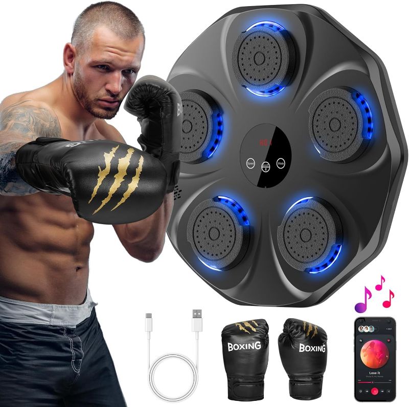 Photo 1 of Music Boxing Machine with Boxing Gloves, Wall Mounted Smart Bluetooth Music Boxing Trainer, Electronic Boxing Target Workout Punching Equipment for Home, Indoor and Gym
missing charger
